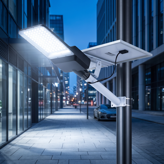 Lampa LED 500W Iluminat Stradal Cu Panou Solar Si Brat Inclus cu Telecomanda Premium