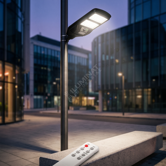 Lampa LED Iluminat Stradal cu Senzor 120W CCT 1800lm Telecomanda Premium