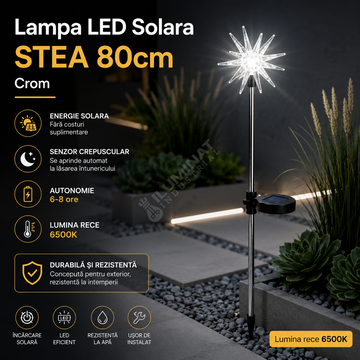 Lampa LED Solara STEA 80cm Crom 6500K