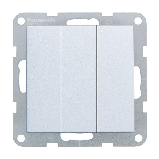 Mecanism Comutator Triplu Simplu Argintiu Monobloc Panasonic Karre Plus 55