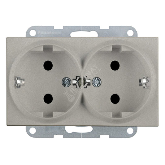 Mecanism Priza Schuko Dubla Bronz Monobloc Panasonic Karre Plus 55