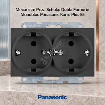 Mecanism Priza Schuko Dubla Fumurie Monobloc Panasonic Karre Plus 55
