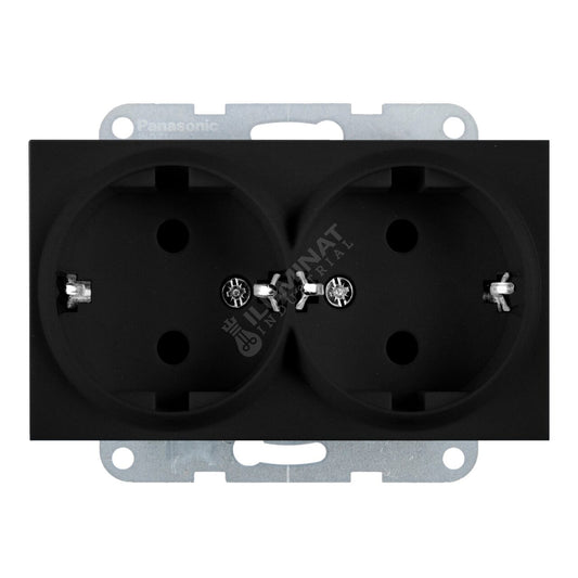 Mecanism Priza Schuko Dubla Neagra Monobloc Panasonic Karre Plus 55