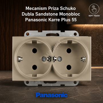 Mecanism Priza Schuko Dubla Sandstone Monobloc Panasonic Karre Plus 55