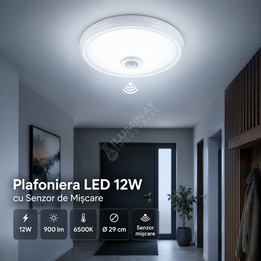 Plafoniera LED 12W Senzor Miscare 900lm 6500K
