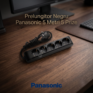 Prelungitor Negru Panasonic 5 Metri 5 Prize