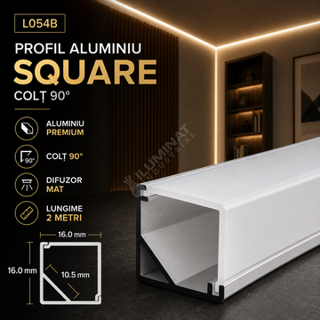 Profil Aluminiu Aplicat Square Tip L - Colt 90 Grade 2 Metri