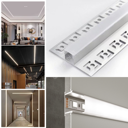Profil LED 2 METRI de Mijloc Incastrat Sub Tencuiala LED Strips