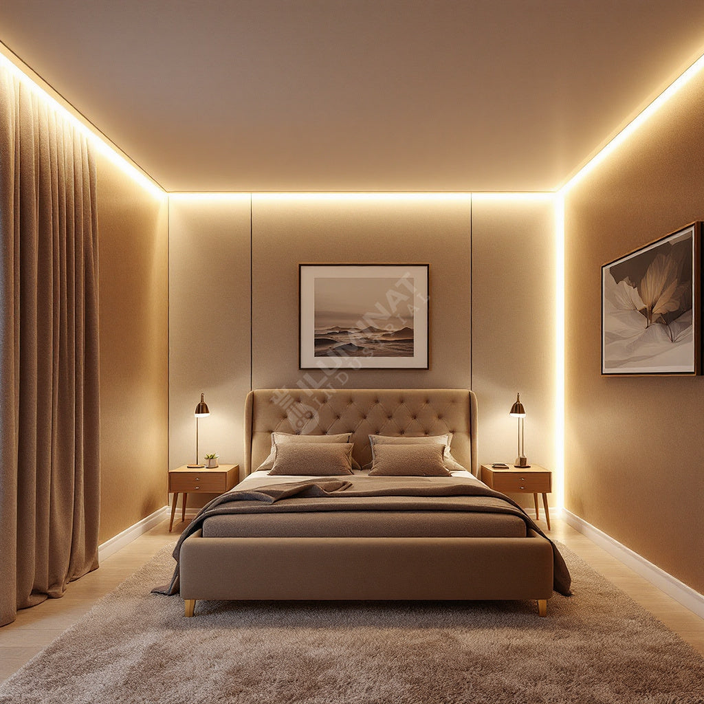 Profil LED Aluminiu 2 Metri Incastrat Sub Tencuiala de Colt Interior LED Strips