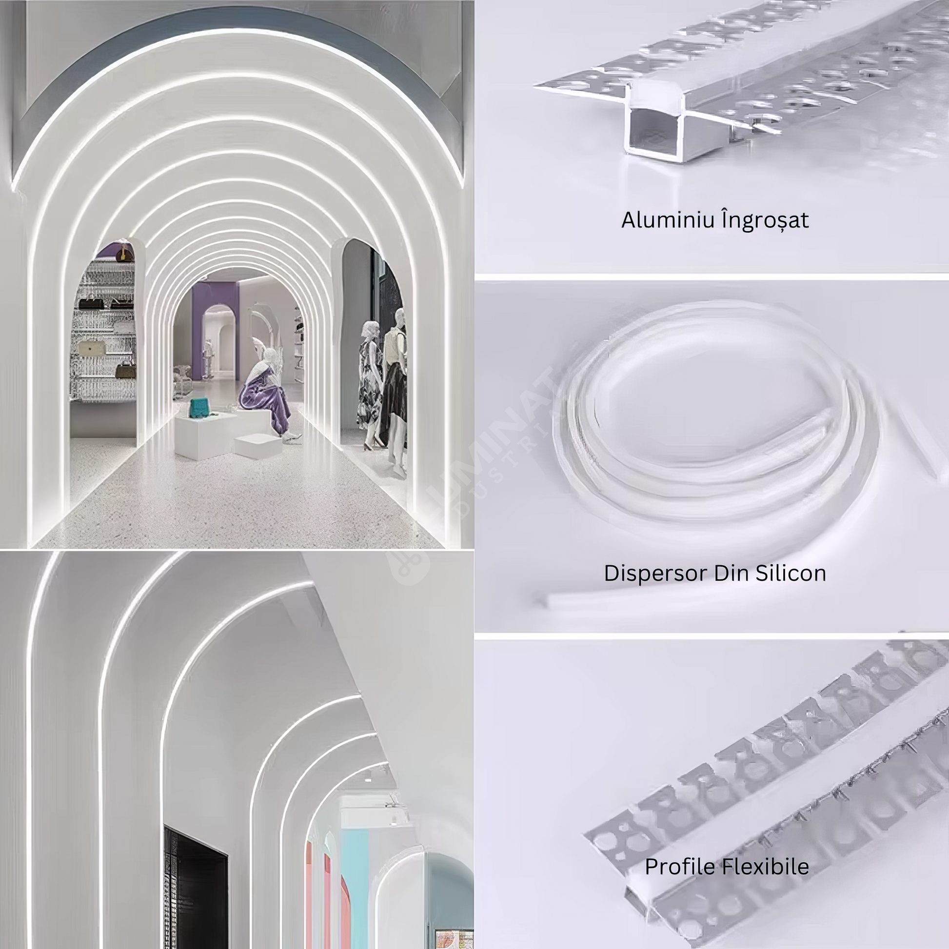 Profil LED Flexibil 2 Metri Incastrat sub Tencuiala LED Strips