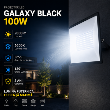 Proiector LED 100W Galaxy Black IP65 9000lm