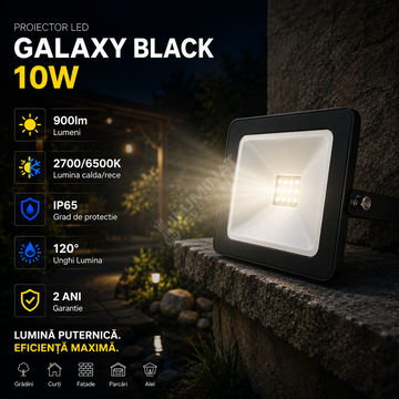 Proiector LED 10W Galaxy Black IP65 900lm