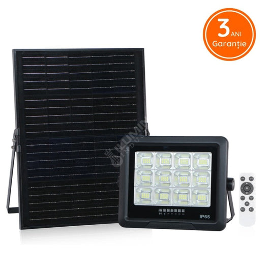 Proiector Led 150W Premium Cu Panou Solar Monocristaline Plus Telecomanda Led Flood Light