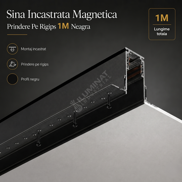 Sina Incastrata Magnetica Prindere Pe Rigips  1M Neagra