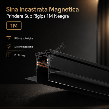 Sina Incastrata Magnetica Prindere Sub Rigips 1M Neagra