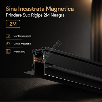 Sina Incastrata Magnetica Prindere Sub Rigips 2M Neagra