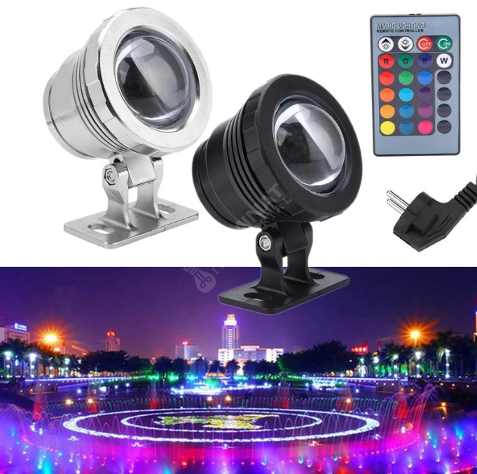Spot Led 12V Piscina 10W Rgb Multicolor Cu Telecomanda Ip67 Exterior Lamp