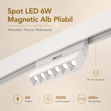 Spot LED 6W Magnetic Alb Pliabil
