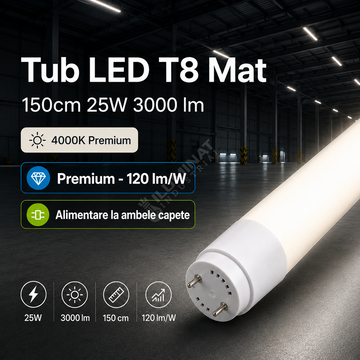 Tub LED T8 Mat 150cm 25W 3000 lm 4000K Premium
