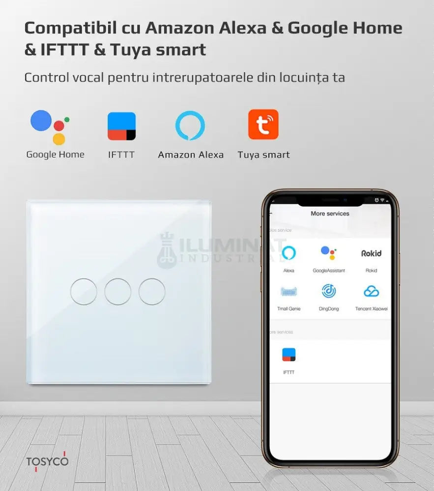 Intrerupator Simplu Wifi Cu Touch Din Sticla