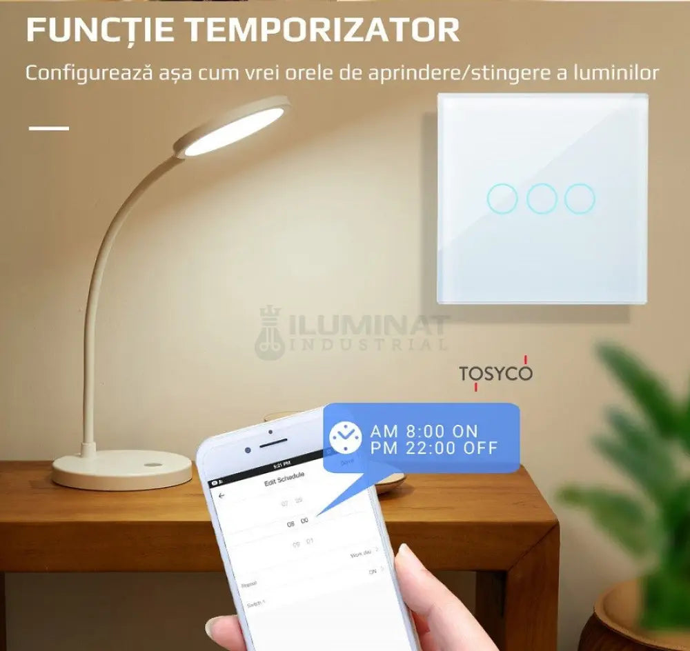 Intrerupator Simplu Wifi Cu Touch Din Sticla