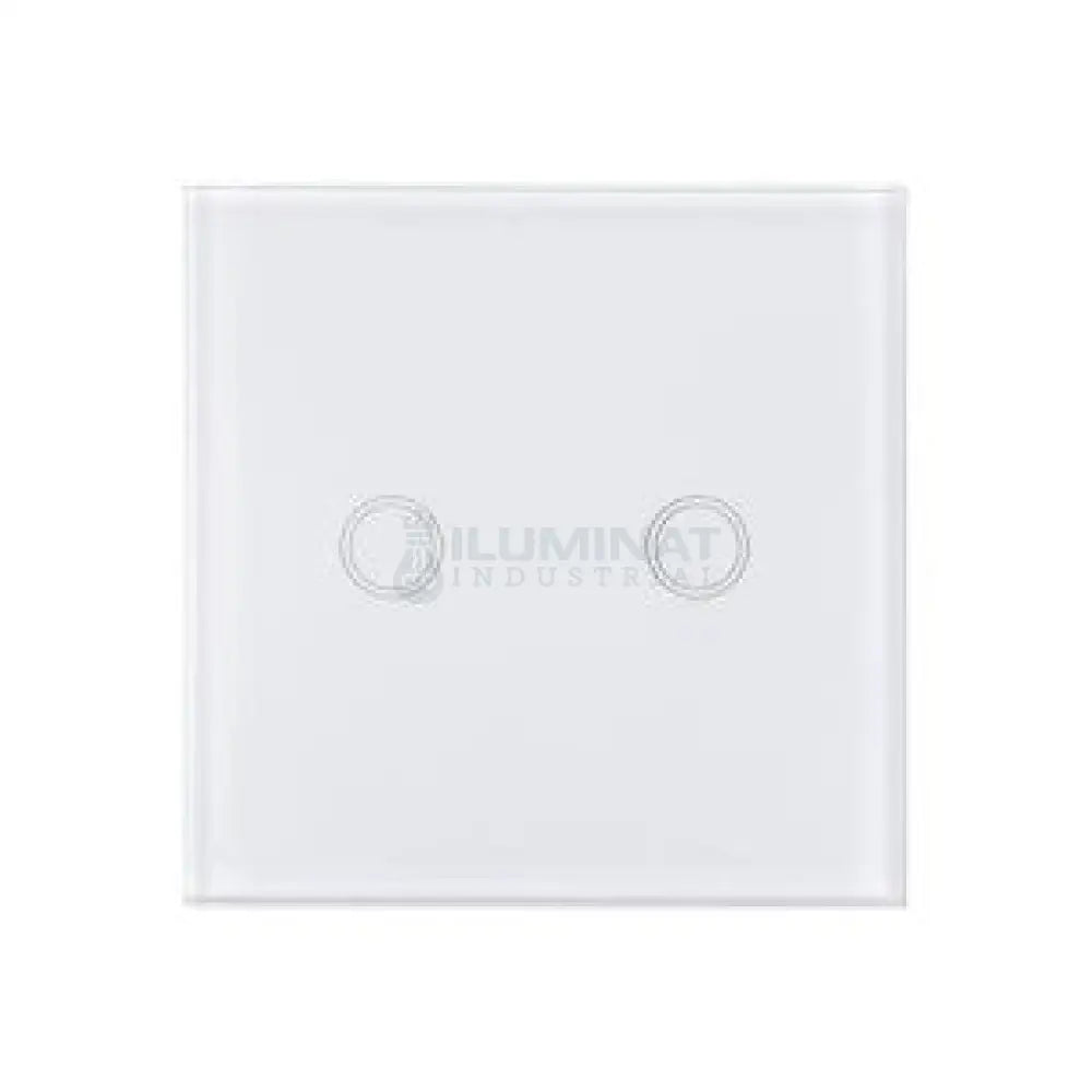 Intrerupator Touch Dublu + Telecomanda Rf Sticla Securizata Alb