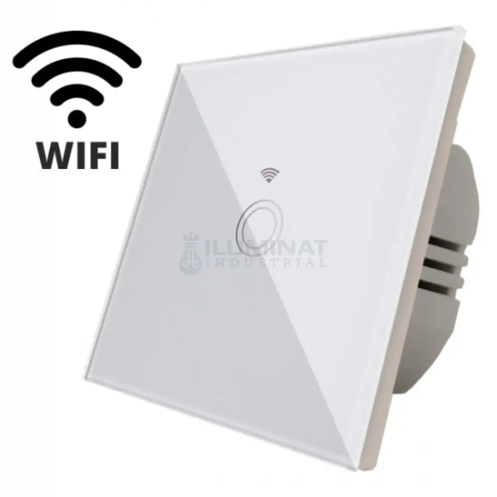 Intrerupator Touch Simplu Wi-Fi Sticla Securizata Alb