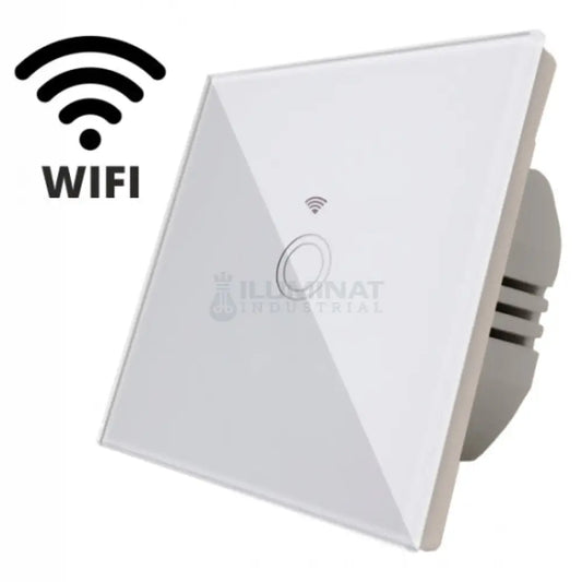 Intrerupator touch simplu WI-FI, sticla securizata, alb