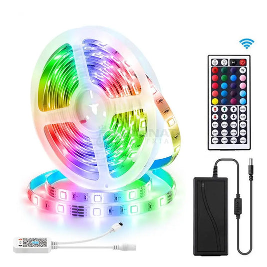 Kit Banda LED RGB 12V IP65 Exterior 5 metri Telecomanda 44 Taste