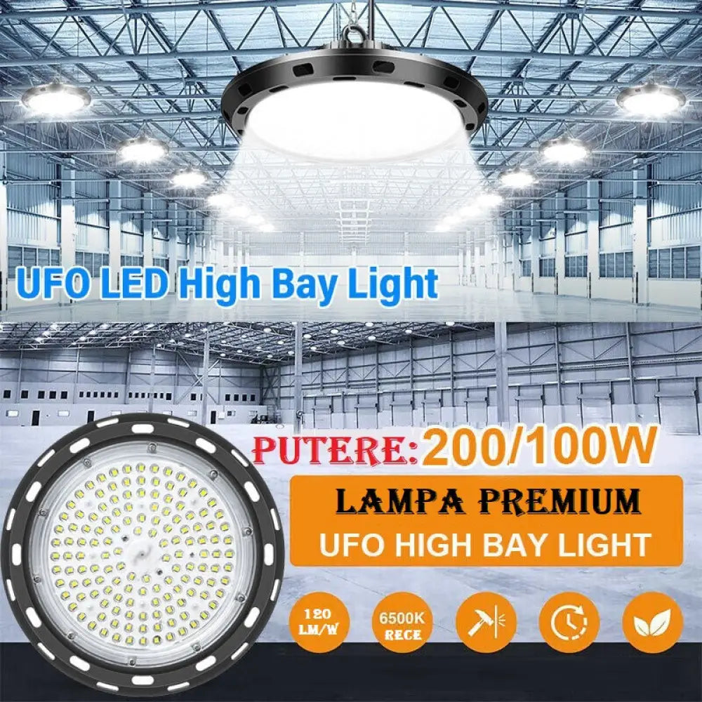 Lampa Led 100W Iluminat Industrial Ufo Premium 120 Lm-W Hi Bay