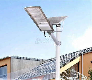 Lampa Led 100W Iluminat Stradal Solara Cu Brat Inclus Telecomanda Street Light