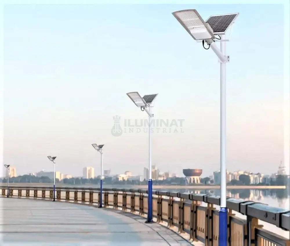 Lampa Led 100W Iluminat Stradal Solara Cu Brat Inclus Telecomanda Street Light