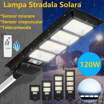 Lampa Led 120W Solara Slim Senzor Miscare + Telecomanda Street Light