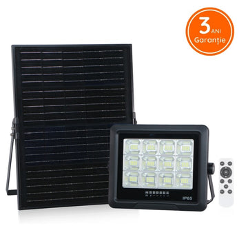 Proiector LED 150W PREMIUM cu Panou Solar Monocristaline plus telecomanda