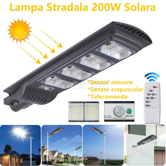 Lampa LED 200W Solara SLIM Senzor Miscare + Telecomanda