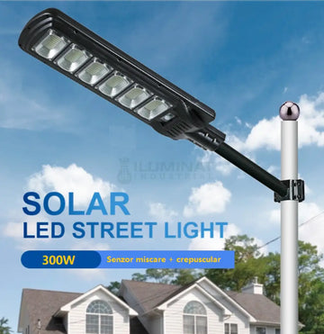 Lampa Led 300W Solara Slim Senzor Miscare + Telecomanda Street Light