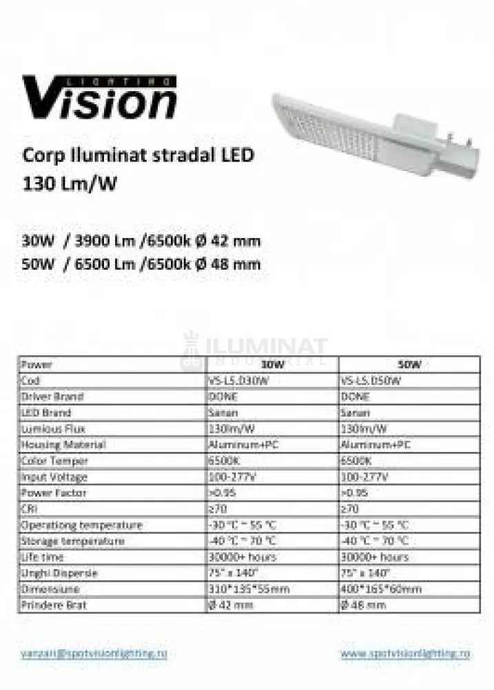 Lampa Led 30W Iluminat Stradal Vision 3900 Lm Street Light