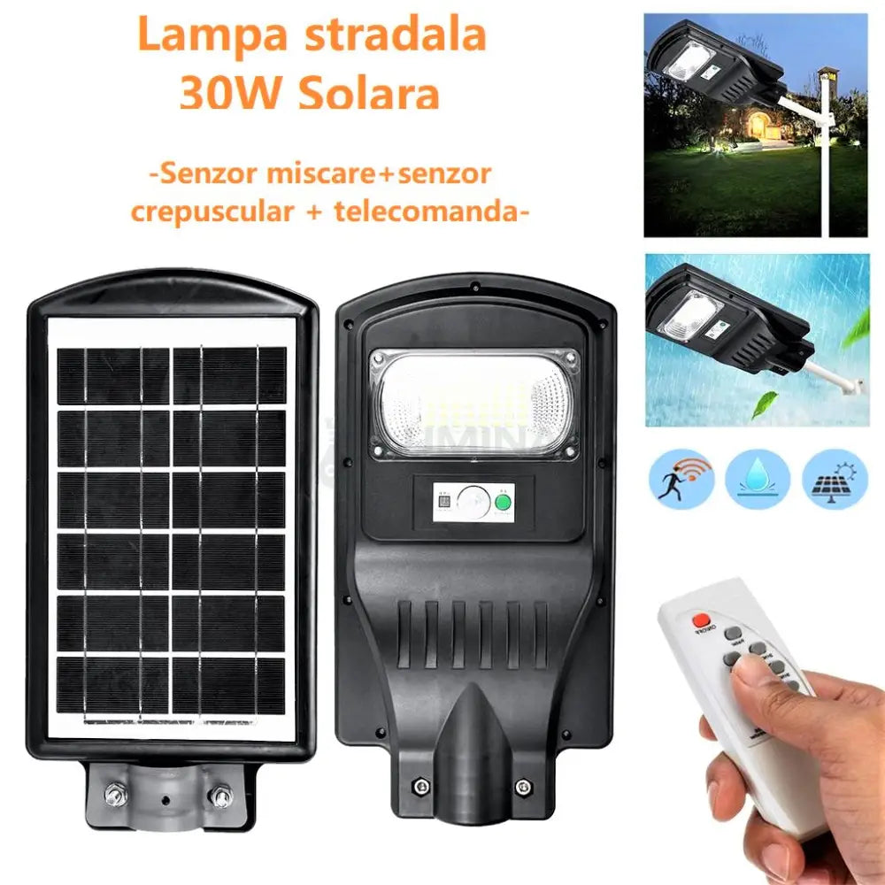 Lampa Led 30W Solara Slim Senzor Miscare + Telecomanda Solar Lamp