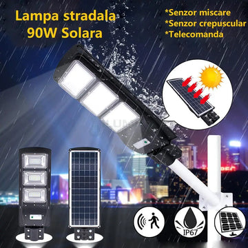 Lampa Led 90W Solara Slim Senzor Miscare + Telecomanda Solar Lamp