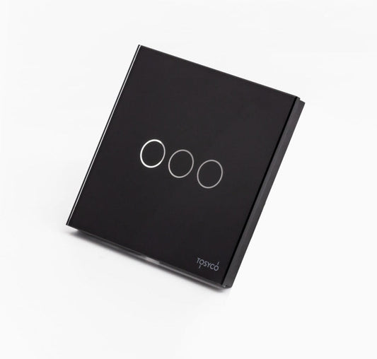 Intrerupator Negru cu Touch din Sticla 3 Butoane Premium