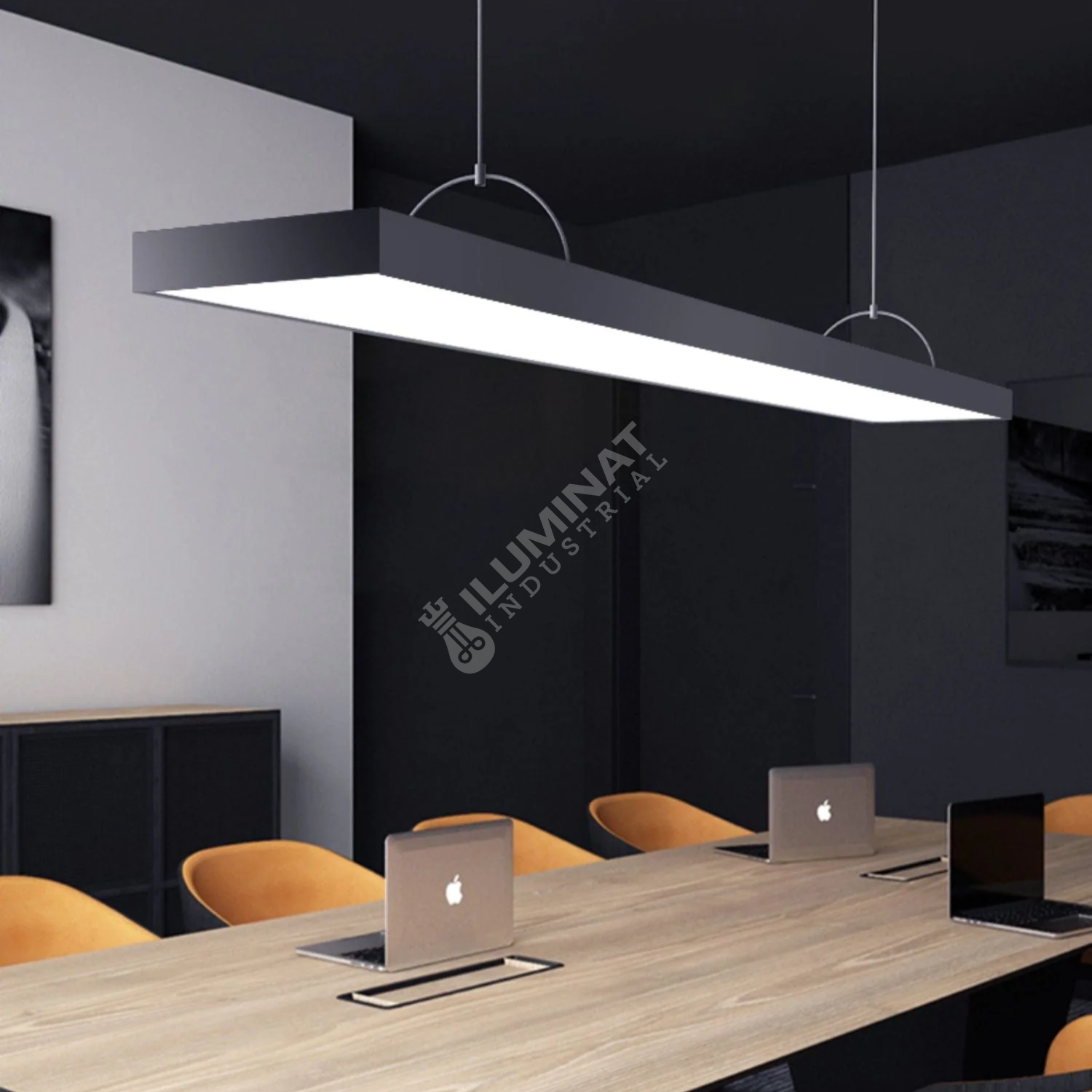 Panou LED 72W 117.5 x 28cm Negru Aplicat/Suspendat Echivalent 400W