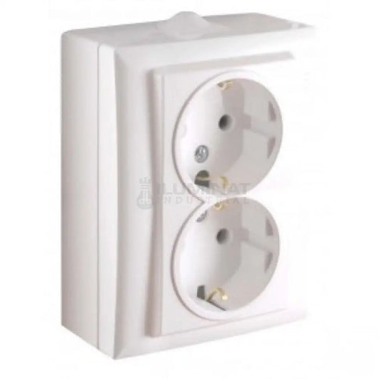 Priza Dubla PT Ceramica cu Contact de Protectie