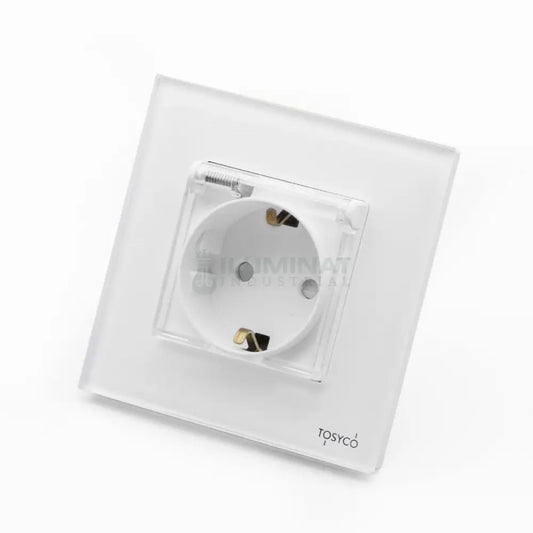 Priză Schuko cu ramă din sticlă și protecție la apă