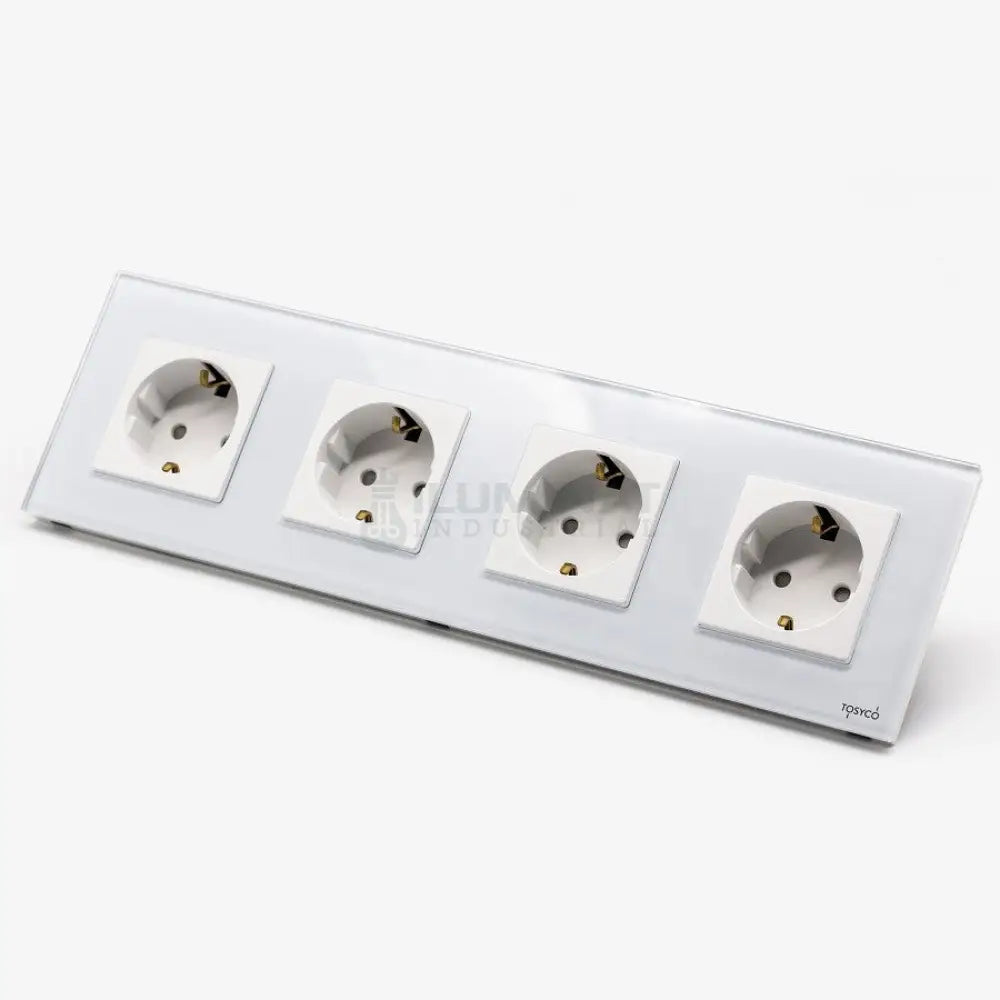 Priză Schuko Cvadruplă Cu Ramă Din Sticlă