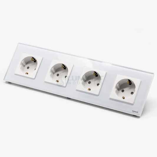 Priză Schuko cvadruplă cu ramă din sticlă
