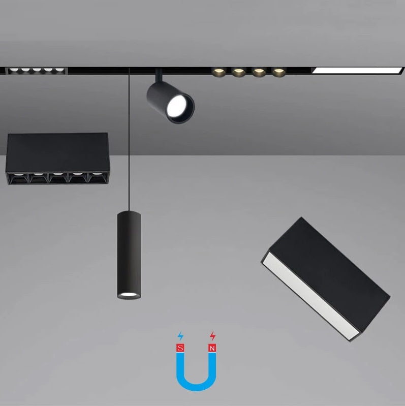 Spot Led 10W Magnetic Negru Cilindru Track Light Spotlight