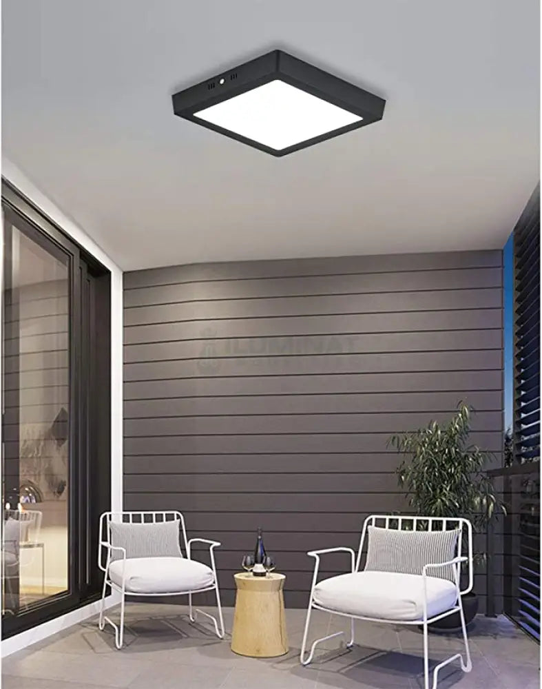 Spot Led 12W Patrat Negru / 160X160Mm Aplicat Led Ceiling Light