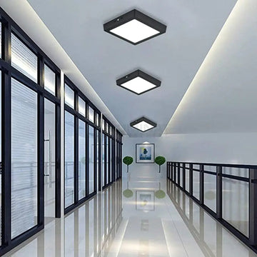 Spot Led 12W Patrat Negru / 160X160Mm Aplicat Led Ceiling Light