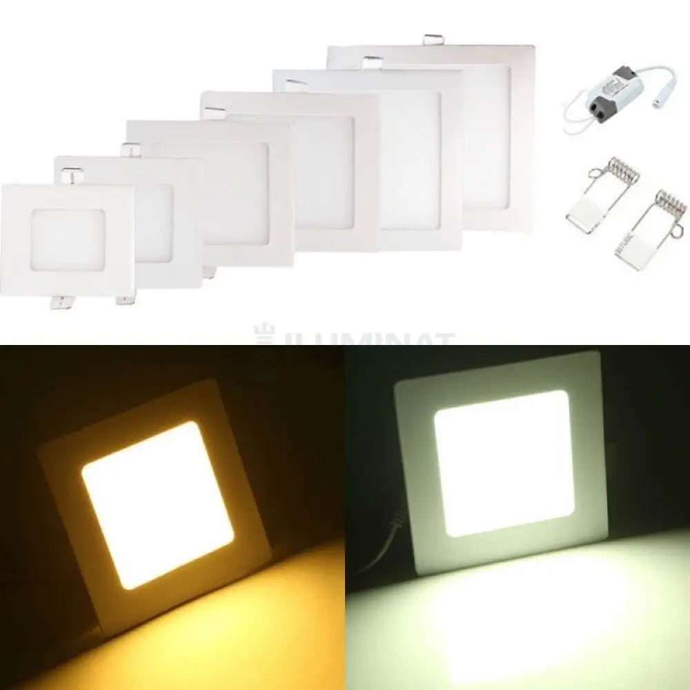 Spot Led 12W Slim Patrat Alb / 163X163Mm Incastrabil Spot Light