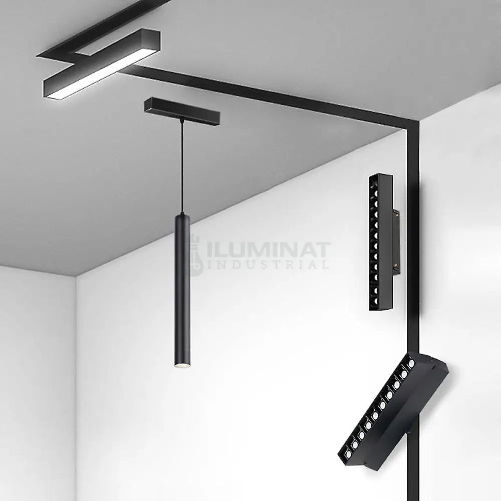 Spot Led 20W 60Cm Magnetic Smart Cct Negru Liniar Mat Telecomanda Track Light